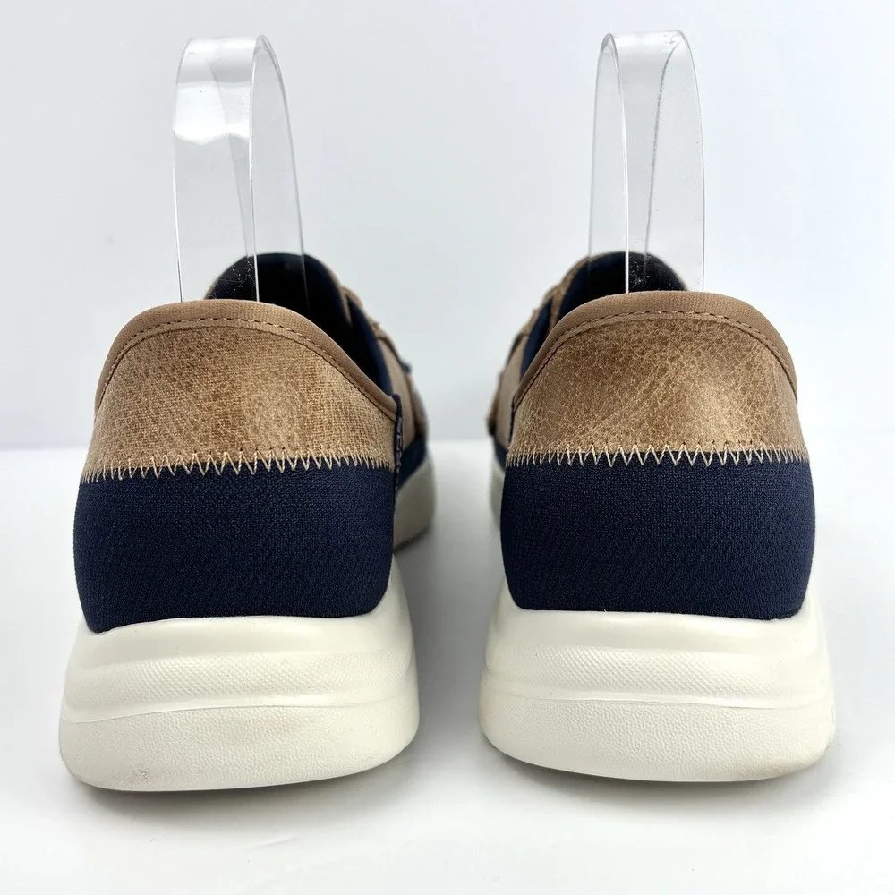 Skechers Slip-Ins Boat Shoes Navy Tan Canvas Women's 7 Air Cooled Memory